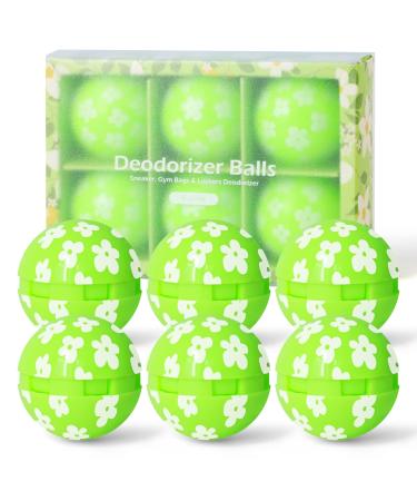 Sneaker Deodorizer Balls, Shoe Deodorizer Balls, Odor Deodorizer Balls for Shoes, Gym Bags, Drawers and Locker, Easy Twist Lock/Open Mechanism - Fresh Jasmine,6 Pack