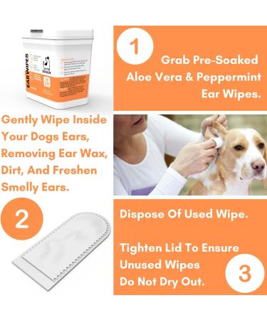 Dog Ear Wipes | Soft Quick & Easy Ear Wipes For Dogs | Remove Wax Dirt & Stop Smelly Itchy Dog Ears | 50 Soothing Aloe Vera Dog Ear Cleaning Finger Wipes! - Buy Online on SooperMarket.com