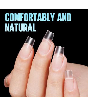 TOMICCA Short Coffin French Edge Nail Tips - 510pcs Half Cover False Nails | Natural Matte Acrylic Extension Tips | 15 Sizes for Salon Nails - Buy Online on SooperMarket.com