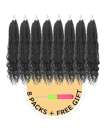 BOHOBABE 12 Short Bohemian Box Braids Crochet Hair with Curly Ends - 8 Packs Crochet Box Braids (1B) - Buy Online on SooperMarket.com