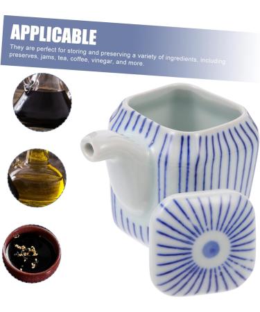 MAGICLULU 4pcs Ceramic Soy Sauce Pot Japanese Oil Jar Cruet Japanese Oil Dispenser Ceramic Seasoning Jar Container Ceramic Soy Sauce Dispenser Seasoning Bowl Soy Sauce Jar Ceramics Household 8X7.5X5CMx4pcs Bluex4pcs - Buy Online on SooperMarket.com