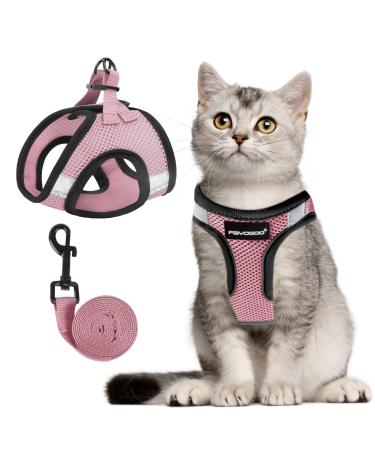 Fayogoo cat dishes cat linen dishes for cats cat dishes with a leash outbreak -proof cat dishes Controlling breathable breathable cat leash with reflective stripes rose pink m (1 Pack)
