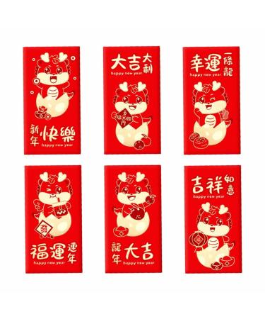 6 Pieces Chinese New Year Red Envelopes Lucky Money Envelope 2024 Dragon Hongbao Hong Bao for Spring Festival Birthday A Style A