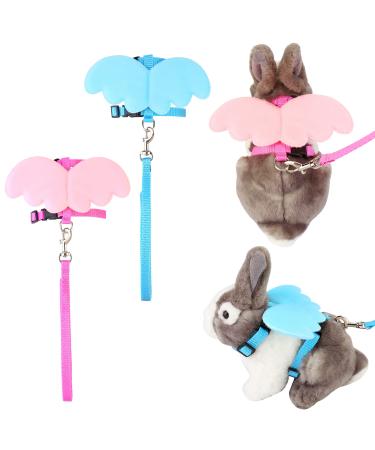 Filhome 2 Pack Adjustable Rabbit Bunny Harness and Leash Set with Wings Vest Harness for Rabbit Ferret Bunny Kitten Guinea Pig Walking Neck Girth: 6.3" 10.63" Chest Girth: 7.87" 13.78"