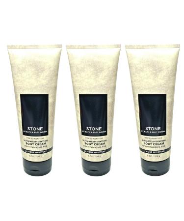 Bath and Body Works Stone For Men Signature Ultra Shea Body Cream 8 fl oz Pack Of 3 (Stone)