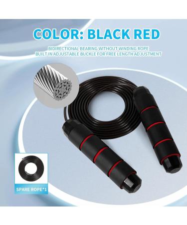 Adjustable Speed Rope - Foam Handle Slipproof Ideal for Fitness & Endurance Jumping - Perfect for Kids & Adults - Black/Red - Buy Online on SooperMarket.com