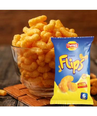 Twins Snacks Baked Puffs - Crunchy and Flavorful Snack Bites for Every Occasion - On-the-go Munchies - Anytime & Anywhere Eat - Enjoy at Home School Work (Pack of 3 Flips (Extra Cheesy)) Flips (Extra Cheesy) 100.00 g (Pack of 3) - Buy Online on SooperMarket.com