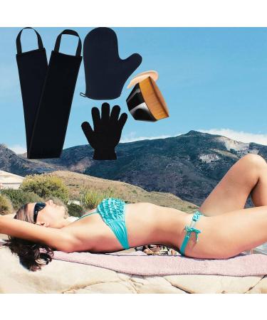 4-Pack Self Tanning Mitt Set with Face Tanning Brush and Back Applicator - Self Tanner Lotion and Exfoliating Glove Included - Buy Online on SooperMarket.com