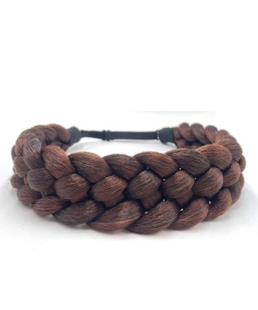 STHEJFB Braided Headband Wide Girl Elastic Hair Wig Classic Chunky Bohemian Thick Braid Headband Women's Accessories Beach Color (Dark brown)