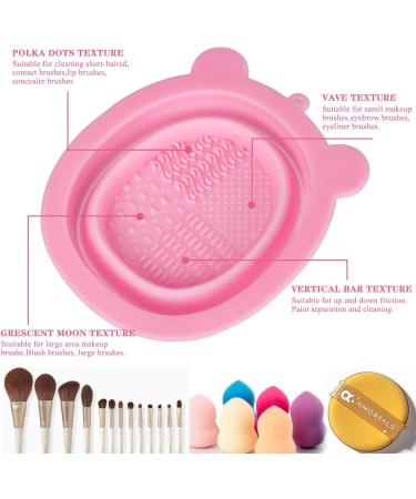 Acooruiteng Makeup Brush Cleaner Mat Foldable Silicone Makeup Brush Cleaning Mat Portable Makeup Brush Cleaning Pad Makeup Brush Cleaning Bowl for Makeup Brush Makeup Sponge Powder Puff Pink - Buy Online on SooperMarket.com