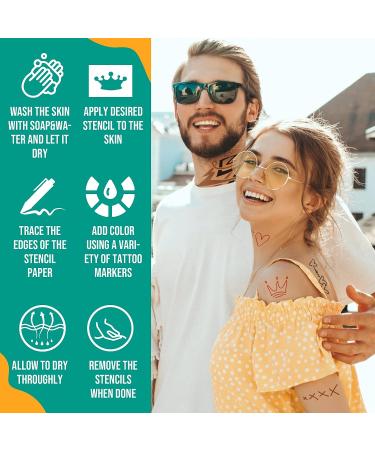 6-PCS Washable Temporary Tattoo Markers for Skin - Skin Safe Tattoo Kit for Teens, Kids & Adults - Body & Face Art Pens with Stencil Papers - Buy Online on SooperMarket.com