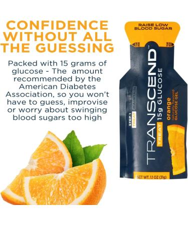 Transcend Glucose Gel Packs - Orange - 15 Pack (1.1oz Each) - FSA/HSA Eligible - Made in USA - Blood Sugar Support for Diabetics - Buy Online on SooperMarket.com