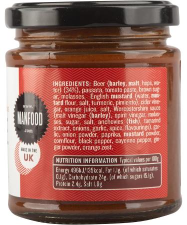 Manfood Beer Barbecue Sauce (190g) | Tangy and Glossy Sauce | Ideal as a Marinade or for Brushing on to Your Choice of Meat Tofu or Fish | No Artificial Colours or Flavourings | Made in the UK - Buy Online on SooperMarket.com