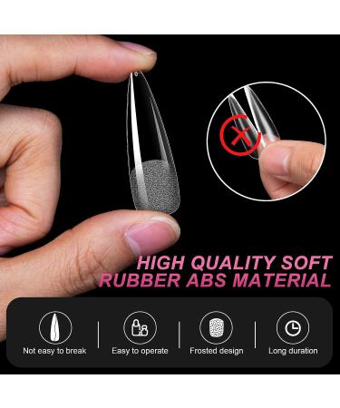 240PCS Clear Stiletto Nail Tips - Soft Gel False Nails for Salon-Quality Manicures at Home - Press On Nails in 12 Sizes - Square Nail Tips for DIY Extension - AOREAM - Buy Online on SooperMarket.com