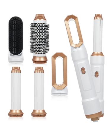 5-in-1 Hot Air Comb Home Use Straight Hair Curly Hair Blow Dryer Comb Multi-function Hair Styling Tool White