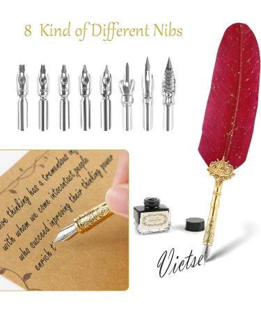Victse Vintage Calligraphy Pencils & Retro Seal Dip Pen Set - 8 Replacement Tips & 5 Red Envelopes for Perfect Writing - Buy Online on SooperMarket.com