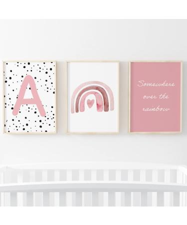 Pompom Prints Set of 3 Girls Bedroom Prints Rainbow Nursery Prints Scandi Boho Style Nursery Decor Playroom Prints Picture Frames not Included (8x10 Inch A) 8x10 Inch A