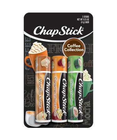 CHAPSTICK COFFEE COLLECTION  3 STICKS Vanilla Latte Caramel Macchiato Coffee 3 Count (Pack of 1)