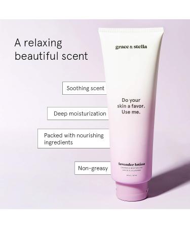 Lavender Body Lotion (16 oz) - Vegan Moisturizing Lavender Lotion for Men and Women - Paraben and Cruelty-Free - Scented by Grace & Stella - Calming Hand & Body Moisturizer - Buy Online on SooperMarket.com