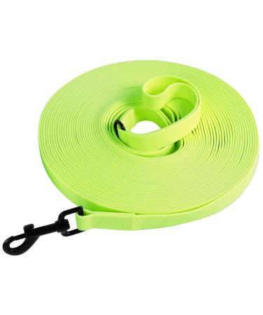 Tag trag leash for dogs drag line 5m/10m/15m/20m with handle and D-ring waterproof and easy to clean dog leash training line for small medium-sized dogs (neon yellow 15m) 15m neon yellow