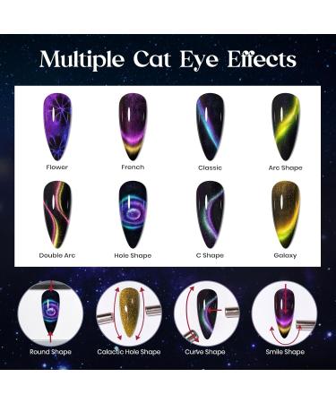 MIZHSE 8 Colors 9D Cat Eye Gel Nail Polish - Magnetic Gel Polish Kit | Galaxy Chameleon Effect for Stunning Nail Art | Soak Off Manicure & Perfect Gift for Ladies - Buy Online on SooperMarket.com