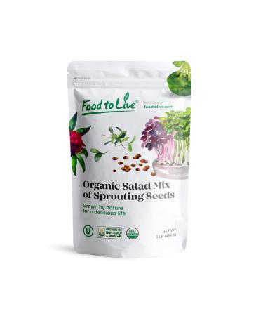 Organic Salad Mix of Sprouting Seeds, 1 Pound  Non-GMO Broccoli, Radish, Clover, Alfalfa. Rich Germination Rate, Non-Irradiated, Kosher, Vegan Superfood, Bulk, Rich in Sulforaphane 1 Pound (Pack of 1)