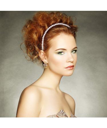 4 Pieces Pearls Headbands White Faux Pearl Rhinestones Hairbands Bridal Hair Hoop Wedding Hair Accessories for Women Girls (Style Set 1) - Buy Online on SooperMarket.com