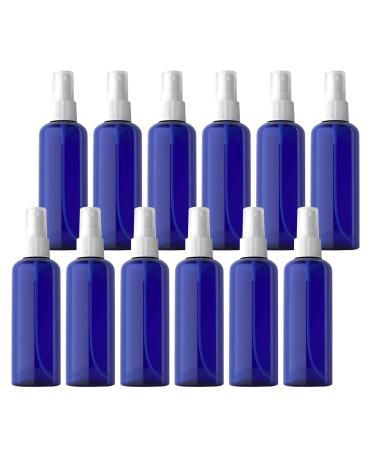 TIANZD 12 Pieces Empty 100 ml Blue PET Plastic Fine Mist Pump Spray Bottles with White Top Portable Sprayer for Perfume Water Cosmetic Travel Containers Refillable 2x Funnel