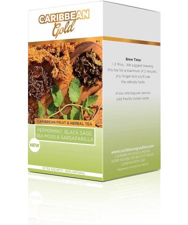Caribbean Gold Fruit And Herbal Teas-18 Flavours (Peppermint Black Sage Sea Moss and Sarsaparilla)