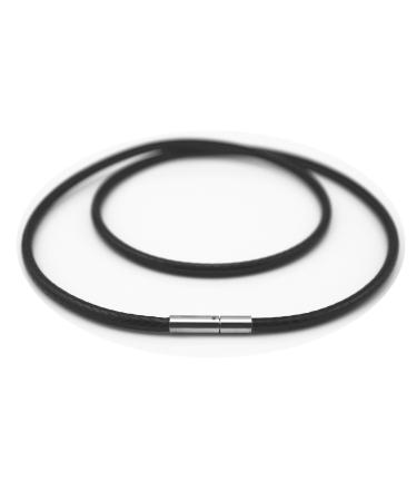 Glory Qin 3mm Black Wax Cord Silk Leather Cord Wire Rope Chain Stainless Steel Clasp Necklace Rope 16 to 28 Inch (20 Inch)