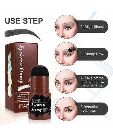 Waterproof Eyebrow Stamp Stencil Kit with 10 Reusable Stencils and 2 Pencil Brushes - Hairline Shadow Powder Stick Included (Black) - Buy Online on SooperMarket.com