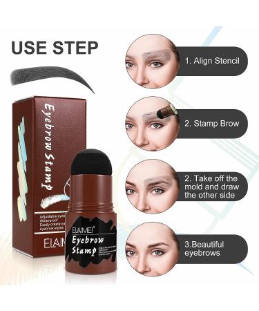 Eyebrow Stamp Shaping Kit with Long-Lasting Buildable Brown Black Powder - Includes 10 Stencils and 2 Pen Brushes - Perfect Gift for Women - Buy Online on SooperMarket.com