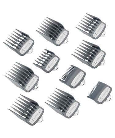 YINKE Clipper Guards Premium for Wahl Clippers Trimmers with Metal Clip - 10 Cutting Lengths from 1/8”to 1”(3-25mm) Fits All Full Size Wahl Clippers (pack of 10) (grey 10)