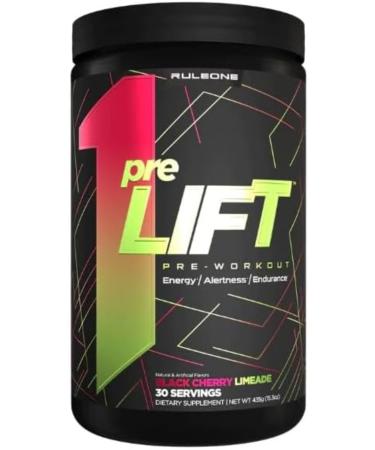Rule 1 Pre Lift Pre-Workout Powder | Caffeine Beta-Alanine L-Citrulline Alpha GPC | Nitric Oxide Support Energy Alertness & Endurance | Sugar Free | 450G 30 Servings (Cherry Lime)
