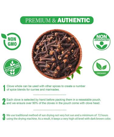 Organic Premium Whole Cloves (8.8 oz) - Handpicked for Quality - Buy Online on SooperMarket.com