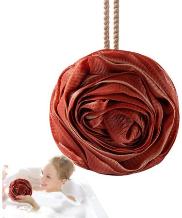 Shower Sponges for Body | Rose Multipurpose Bath Balls | Women & Men Skin Friendly Body Scrubber Soft Shower Balls with Lanyard for Home Red - Buy Online on SooperMarket.com