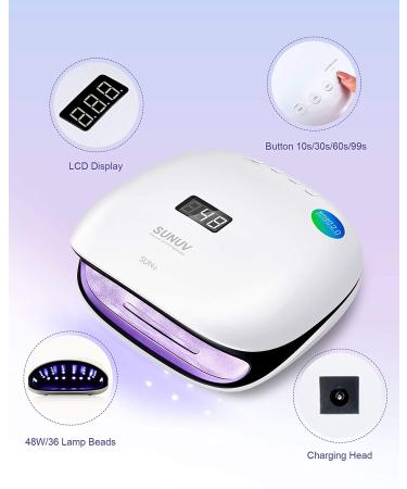 SUNUV 48W UV LED Nail Dryer Lamp for Gel Polish | SUN4 Black | Auto Sensor, Professional Nail Art Tools - Buy Online on SooperMarket.com
