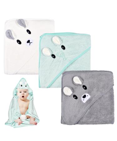 Funmo hooded towel baby 3pcs baby towel hood baby bath towel baby towel with hood 80x80 cm for baby baths soft super absorbent cute baby hood towel with pattern 0-5 years (a)