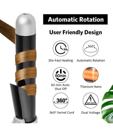 Automatic Hair Curler 1.1inch/28mm Curl Black - Instant Heat Hair Styling Wand - Buy Online on SooperMarket.com