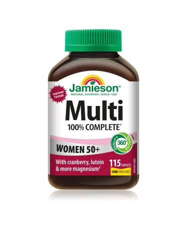 Jamieson 100% Complete Multivitamin for Adult Women 50+ with Cranberry Lutein & Magnesium 115 count (Pack of 1)