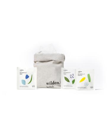 Wilden Herbals Mix Calm - Herbal Tea for Night Time Relax & Digest - Fresh Blends with Calming & Relaxing Properties - Cotton Bag with 33 Sachets