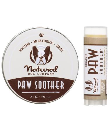 Natural Dog Company Paw Soother Balm Bundle, (1) 2 oz. Tin & (1) Travel Stick, Dog Paw Cream and Lotion, Moisturizes & Soothes Irritated Paws & Elbows, Protects from Cracks & Wounds