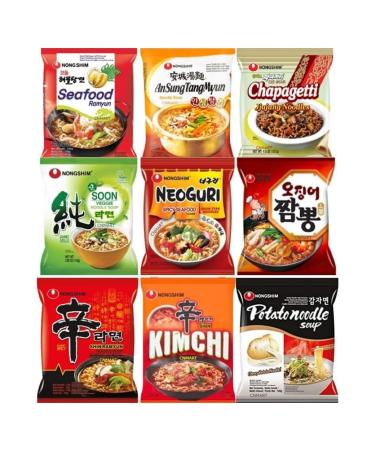 CNMART Nongshim Instant Noodle Soup Ramyun Ramen Assorted 5 Different Flavours (Pack of 40)