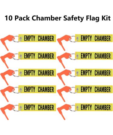 Pridefend 10 Pack Chamber Safety Flags for Rifle Handgun Shotgun + Yellow Keychain Tags - Universal Gun Accessories (10 Piece Set) - Buy Online on SooperMarket.com