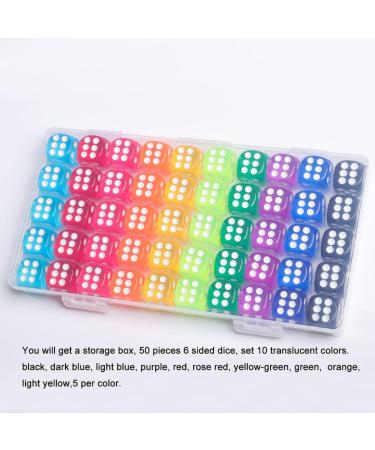 50 Pieces 14mm Colored 6 Sided Dice for Board Games and Math Learning - Bulk Dice for Classroom - Buy Online on SooperMarket.com