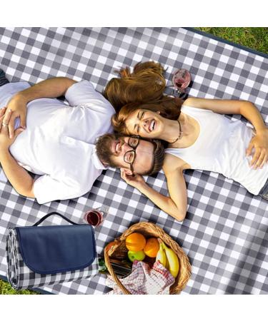 RUIBOLU Large Beach Blanket - Sandproof, Waterproof & Quick Drying Picnic Mat for Travel, Camping & Outdoor Activities - Dark Blue Plaids - Buy Online on SooperMarket.com