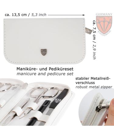 Premium 8-Piece Manicure Set 'Roma' Three Swords | Luxury Nail Care in White Real Leather Case - Buy Online on SooperMarket.com