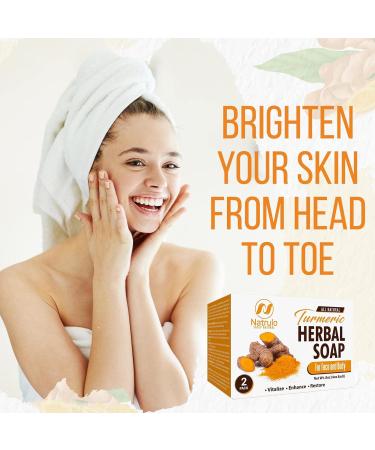 All-Natural Turmeric Soap Bar for Face & Body - Reduces Acne Brightens Scars - 4 oz Made in USA - 2 Pack - Buy Online on SooperMarket.com