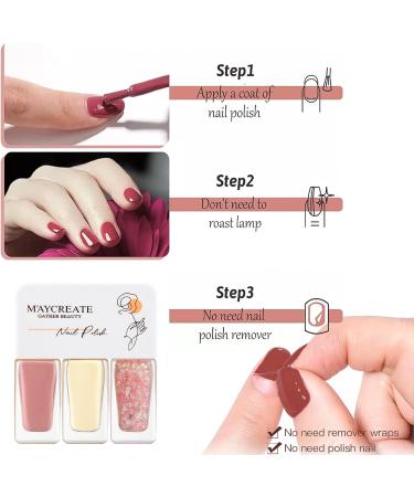 Nail Polish Nail Varnish Pink White Glitter 3 -in-1 Nail Polish Quick Dry Breathable French Manicure Nude Natural Elegant Non-toxic No UV Needed Nail Polishes for Woman Home DIY Nail Art Gift - Buy Online on SooperMarket.com