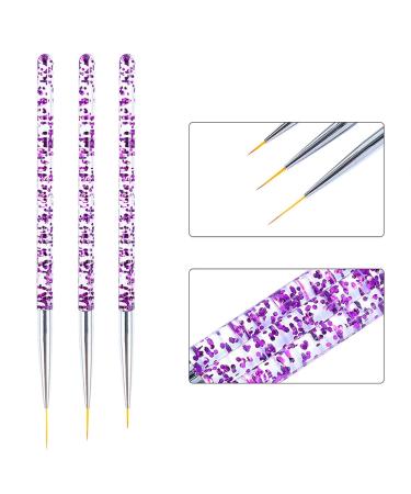 Peutpy 3-Piece Nail Art Liner Brush Set - Professional Acrylic & UV Gel Detailing Tools for Manicure & Nail Salon Accessories - Buy Online on SooperMarket.com